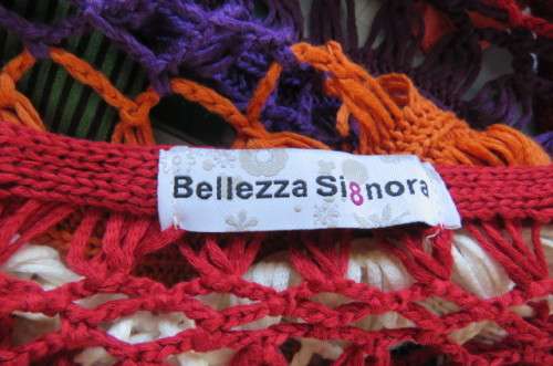 Multicolour bolero combination of knit and crochet stitching size 38/14 by 'Bellezza Signora'.