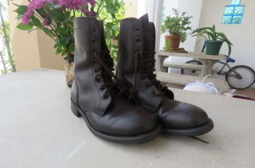 Pair of SADF genuine leather brown army boots in size 5.5 by D.W.S. issued 2009. Army size 240 M.