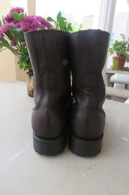 Pair of SADF genuine leather brown army boots in size 5.5 by D.W.S. issued 2009. Army size 240 M.