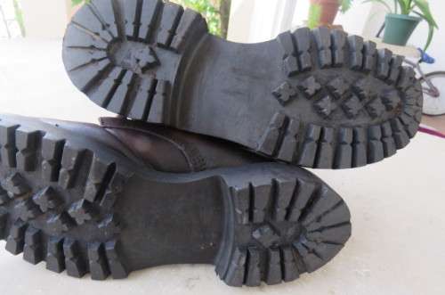 Pair of SADF genuine leather brown army boots in size 5 by Bagshaw issued in 1982. Army size 235 M.