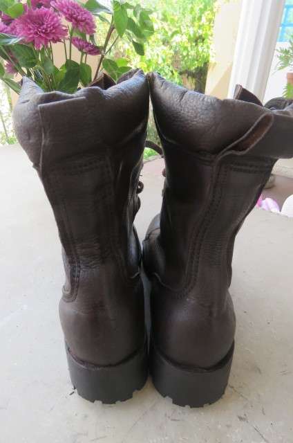 Pair of SADF genuine leather brown soft top army boots in size 5.5 by D.W.S. issued in 2011.