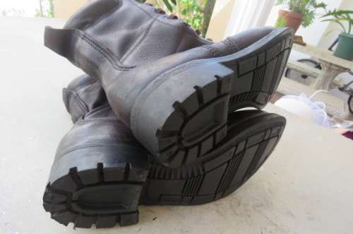 Pair of SADF genuine leather brown soft top army boots in size 5.5 by D.W.S. issued in 2011.