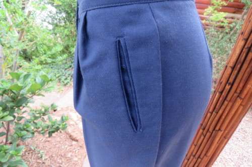High waisted airforce blue pants by 'Princess' in size 38/14. Pleated front. Slitted front pockets.