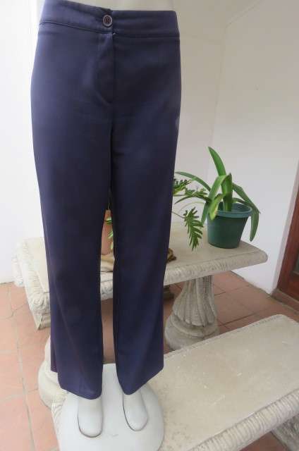 Navy pants by 'Real Clothing' in stretch polyester size 36/12. With straight legs Medium Rise.