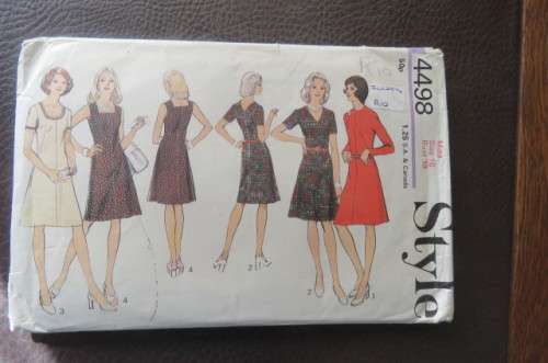 Style sewing pattern 4498 size 34 to 42. Few variations of dress. Good condition.