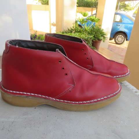Pair of Red genuine leather shoes by 'Ranger' in size 9. Just need laces in the colour you prefer.