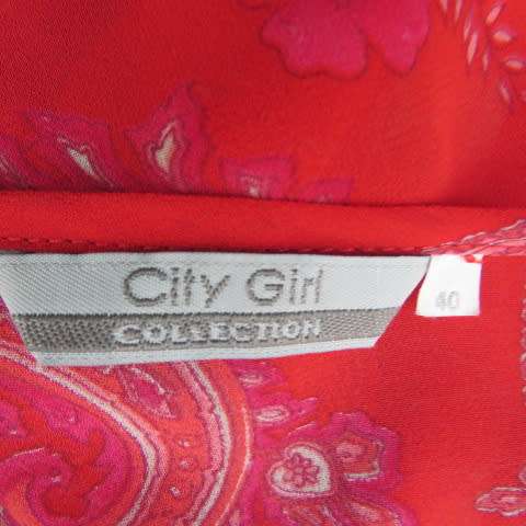 Wear anywhere 2 piece outfit in red sheer polyester with paisley and floral pattern.Size 40/16.