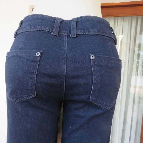 Top of the range wide leg fashion dark blue denim jeans by RE in size 36/12. New condition.