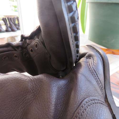 Pair of SADF brown genuine leather boots in size 5 by DWS issued 2009 in army size 232M.As new