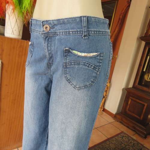 Wide legged blue denim jeans in size 38/14. Cute front pockets.In stretch polycotton. As new