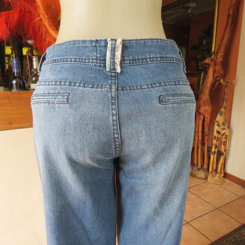 Wide legged blue denim jeans in size 38/14. Cute front pockets.In stretch polycotton. As new
