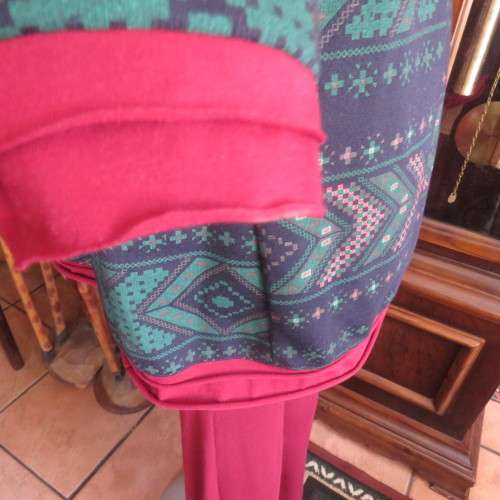 Ethnic look slip over long top in navy,jade and crimson colours, Size 36 to 38. New condition.