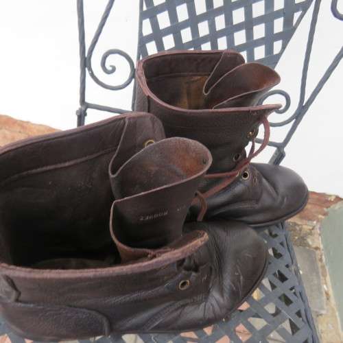 Pair SADF genuine leather brown army boots by BAGSHAW in size 11 in army size 295W.Good condition.