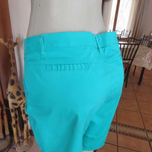 Atrractive seagreen dress style shorts. Size 38/14. By Image. In stretch cotton fabric. As new.