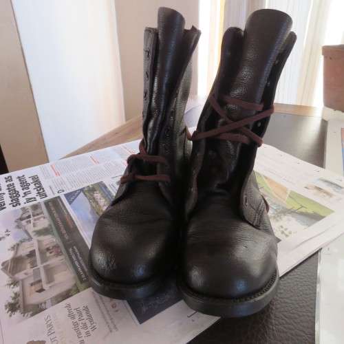 Pair SADF brown genuine leather boots. Size 6 1/2. By DWS. Army size 24M. As new Issued 2010.