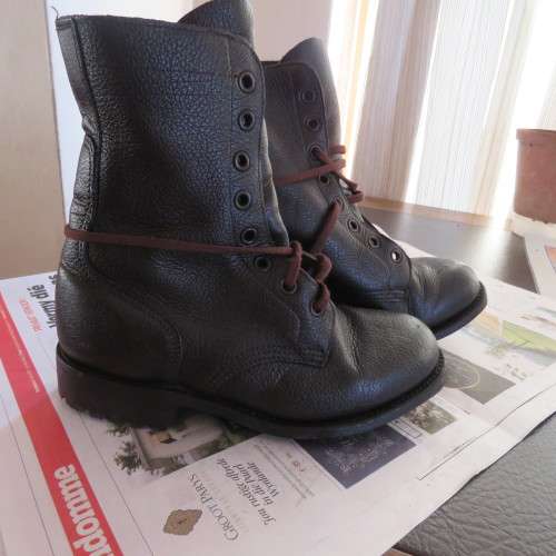 Pair SADF brown genuine leather boots. Size 6 1/2. By DWS. Army size 24M. As new Issued 2010.