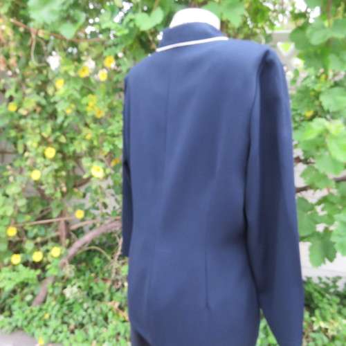 Fabulous navy long sleeve jacket Fully lined Round collar By `Topics` Size 40-16 New condition