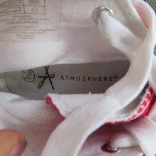 As new red high top tekkie by ATMOSPHERE in size 38/5. With white front and soles. Never used.