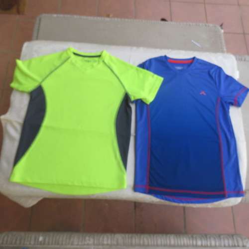 Set of 2 sport T-shirts for 13 to 14 year old boy by MAXED in 100% polyester. New condition.