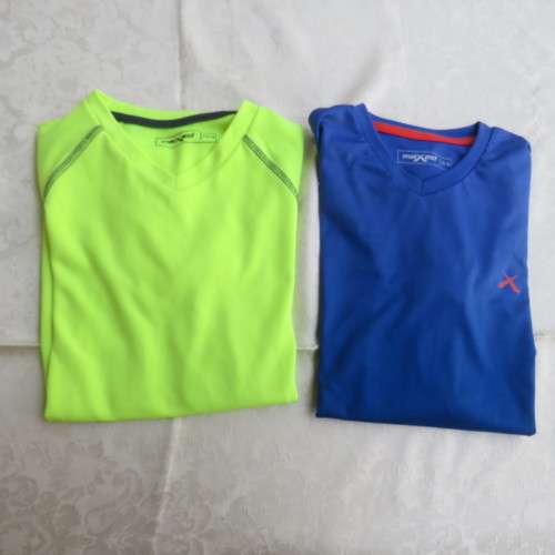 Set of 2 sport T-shirts for 13 to 14 year old boy by MAXED in 100% polyester. New condition.