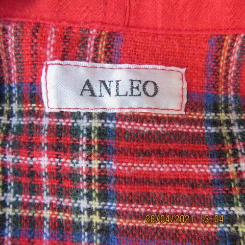 Tartan check long sleeve hooded jacket in red,blue,yellow and white. By ANLEO. Size 48 to 50