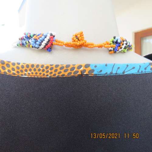 Ethnic boutique made black/blue,brick patterned top for men  size XXXL or woman 50/26+.New cond.