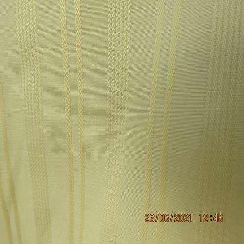 Trendy buttercup yellow button down top with embossed stripes size 42/18.Elbow length sleeves.As new