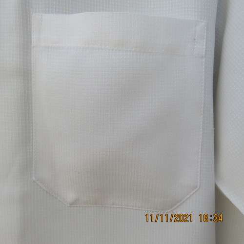 White polyester/viscose long sleeve men`s shirt size Small by CIGNAL.Shiny check surface.Good cond.