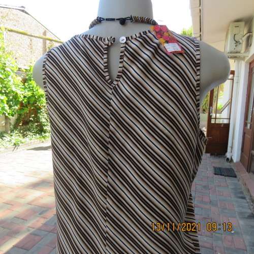 As new brown/beige diagonal striped sleeveless shift dress by WOOLWORTHS size 34/10.Slip over.
