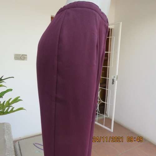 Smart dark purple dress pants by FOSHINI in size 40/16. No pockets. Close with 2 buttons and zip