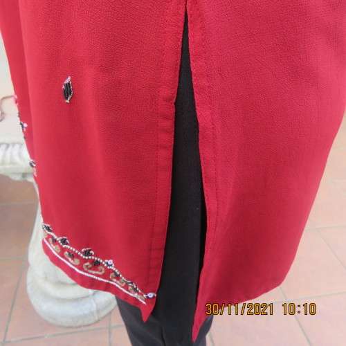 Glam richly embellished DOLCE and CABBANA ruby red sleeveless top size 36/12.Black underlay.As new