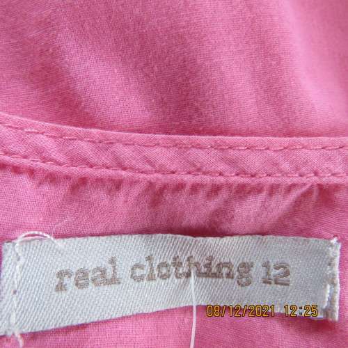 Cool coral pink sleeveless long maternity top by REAL CLOTHING size 36/12. Pleats on front.As new