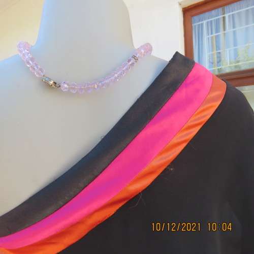 Amazing black DONNA CLAIRE one shoulder top with bold pink floral pattern.Size50/52.As new.