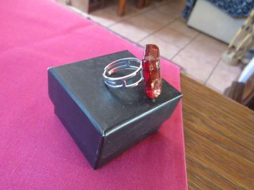 Amazing MURANO glass ring in rust and gold. Ring self Rhodium plated and size adjustable.Never used.