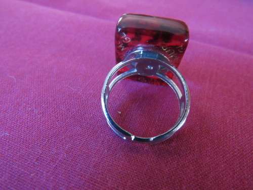 Amazing MURANO glass ring in rust and gold. Ring self Rhodium plated and size adjustable.Never used.