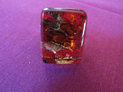 Amazing MURANO glass ring in rust and gold. Ring self Rhodium plated and size adjustable.Never used.