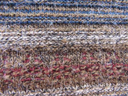 Handsome as new men`s acrylic knit sleeveless cardigan in brown and dark colours pattern lines.XL