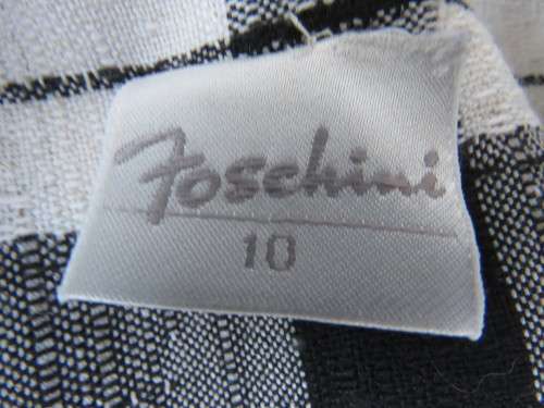 Cute large black/white check short sleeve cropped top.V neck and button down.Size 34 by FOSHINI