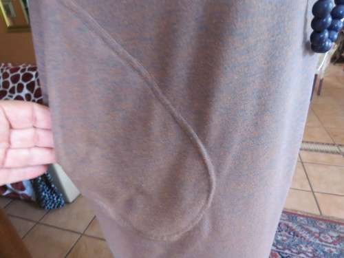 Comfy slip over T Shirt style short sleeve tunic under knee length dress.Size 38.Coral/navy mottled.