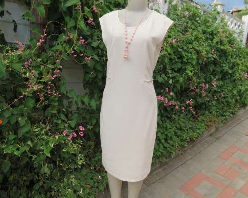 Very smart new slip over dress in light cream size 36/12 by MASSUMI.Sleeveless.Underarm inlays.