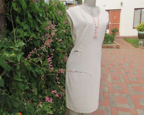 Very smart new slip over dress in light cream size 36/12 by MASSUMI.Sleeveless.Underarm inlays.