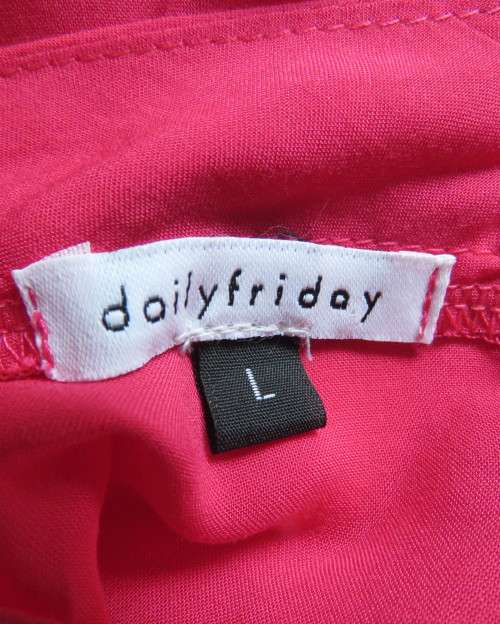 Sweet crimson pink slip over top with V front and banded collar.Size 38/14.Slit at back with buttons