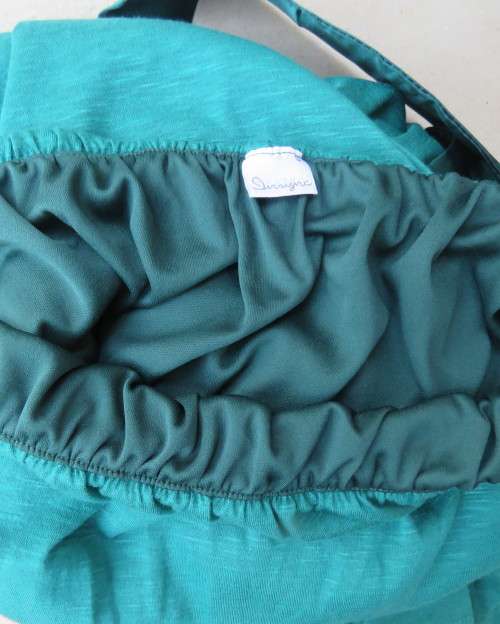 Fabulous strapless jade colour maxi dress fully lined size 34/10.Elasticated waist.Satin belt.As new