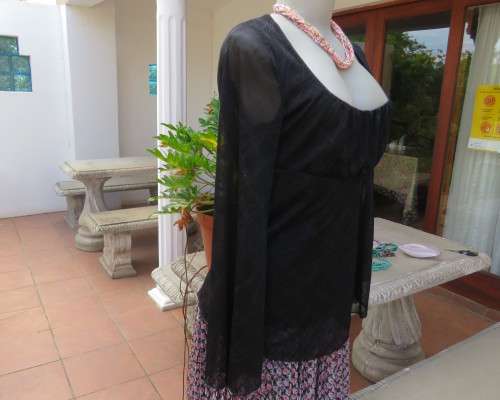 Sexy,smart soft draped black polyester empire long sleeve top size 36/12 by OASIS. As new.