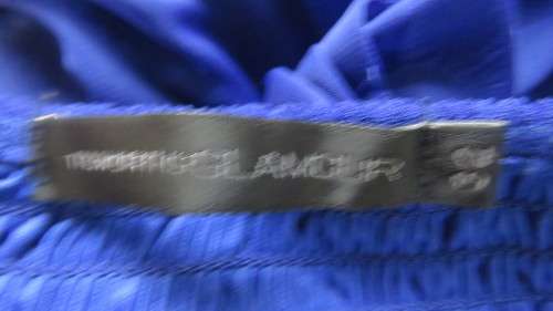 Hot strapless royal blue evening dress.Sheer overskirt.Ruched in top.Embellished.Size 32.Truworths.