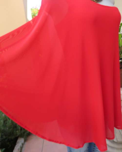 Amazing red one shoulder bodycon stretch rayon top with extra wide nylon overlay on side.Size 32/34.