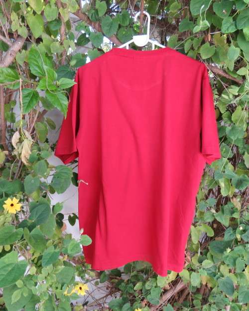 Men`s red ANURUK short sleeve T Shirt from Thailand in 100% cotton. White logo. New condition.