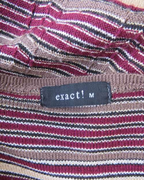 Smart long knitted pullover top in maroon,brown,cream and gold thread acrylic/polyester.Size 38/14.