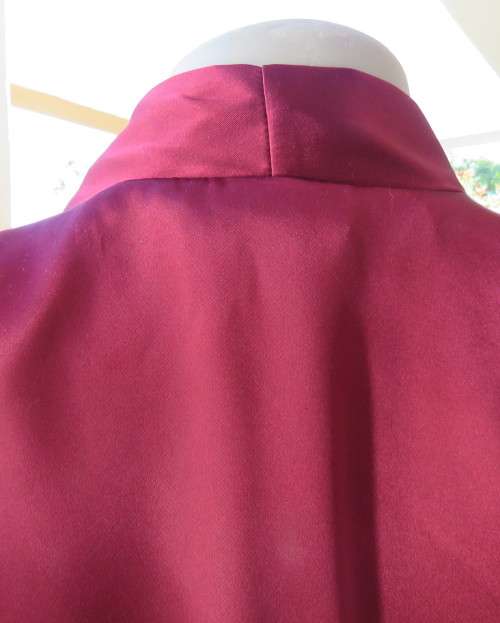 High quality silky satin polyester maroon fold over ankle length night gown.By MEURICE in size 48/24
