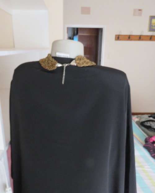 Luxury black silky slip over sweetheart neckline top in 48/24 by DONNA CLAIRE.Embellished.As new